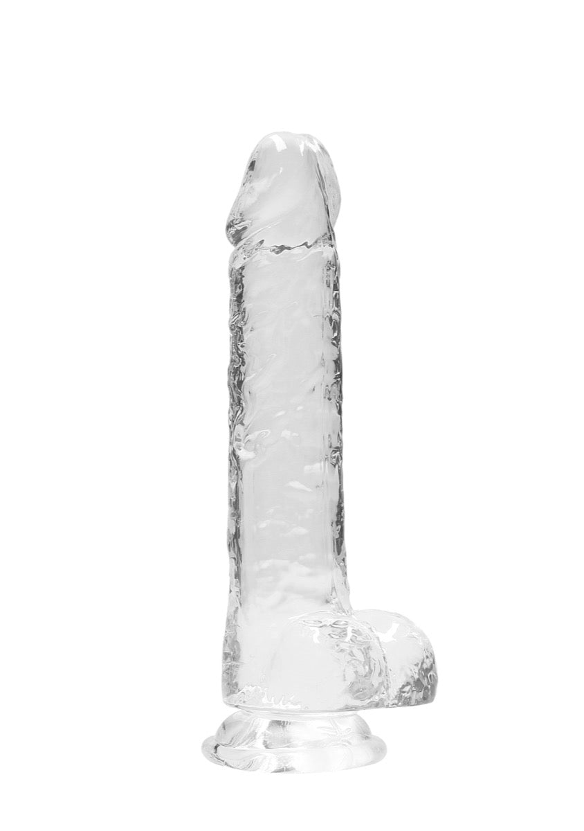 REALROCK Crystal Clear 8 Inch Realistic Dildo with Balls – Body-Safe TPE Dildo > Dildos > Realistic Dildos