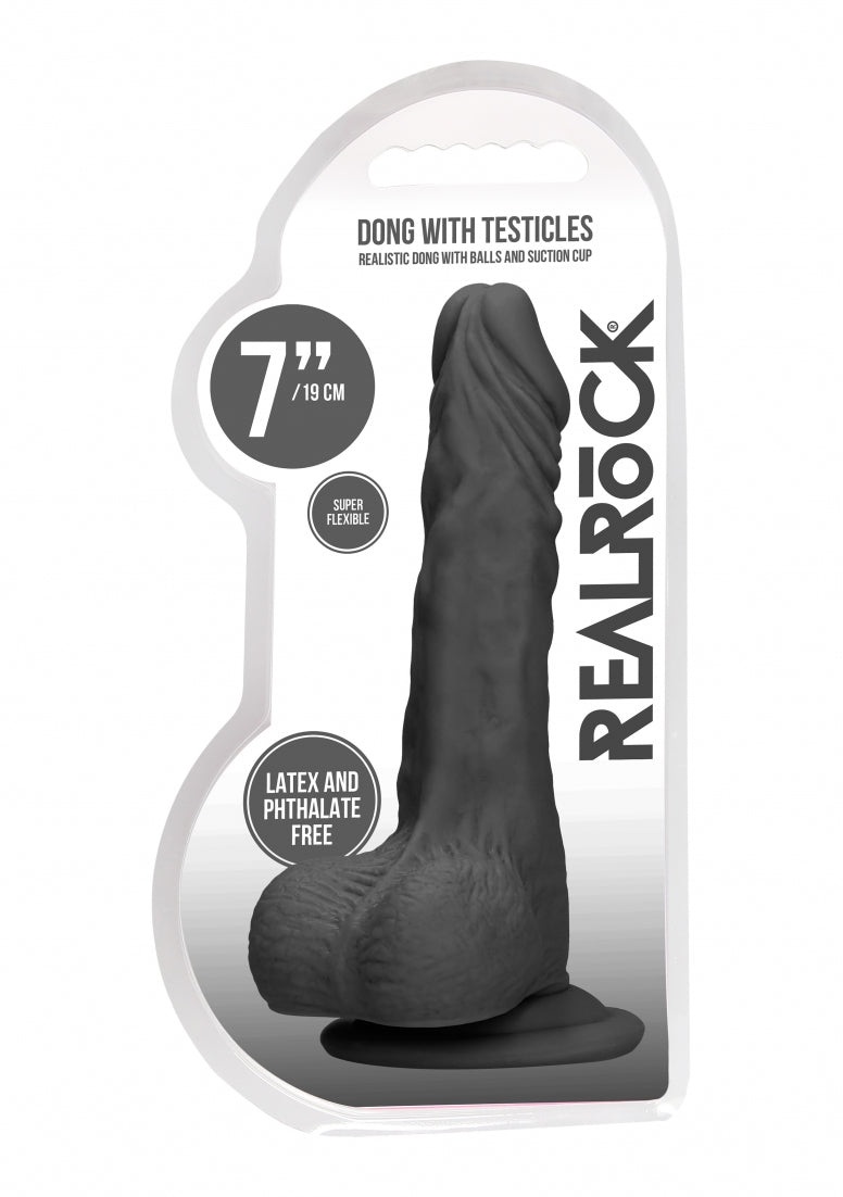 Real Rock Dong W Testicles – Phthalate-Free Skin TPE 7 Inch Dildo Secondary image