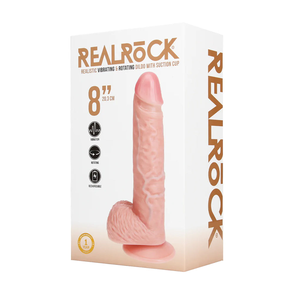 Real Rock Vibrating and Rotating Dildo with Balls – 20.5 cm Straight Silicone Dildo > Vibrators > Realistic Vibrators