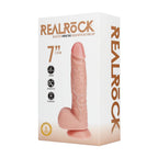 Real Rock Vibrating Straight Dildo with Balls 7 Inch Beige - packaging
