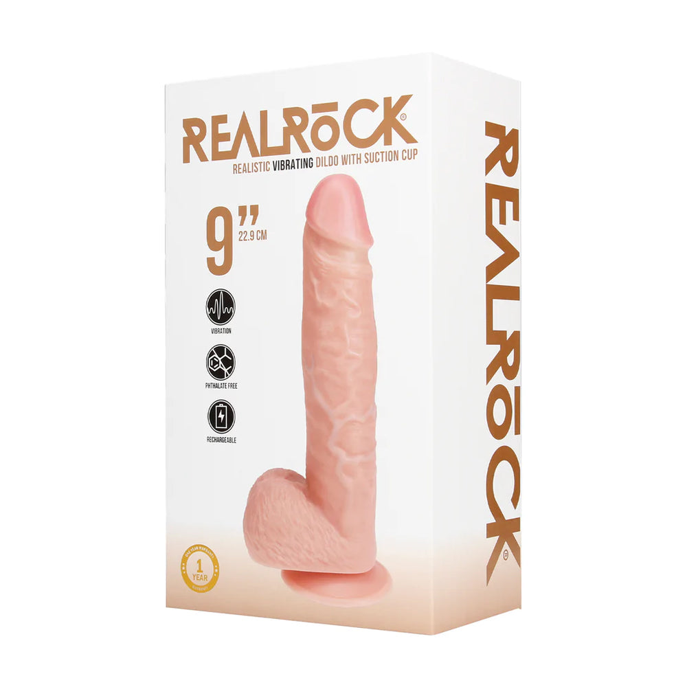 Real Rock Vibrating Straight Dildo with Balls – 9 Inch 23 cm > Vibrators > Realistic Vibrators