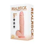 Real Rock Vibrating Straight Dildo with Balls 9 Inch Beige - packaging