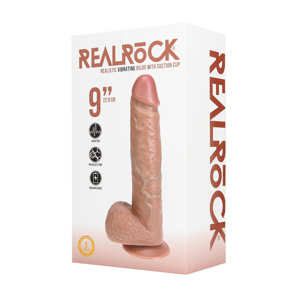 Real Rock Vibrating Regular Straight Dildo with Balls 9 Inch 23 cm Silicone Dildo > Vibrators > Realistic Vibrators