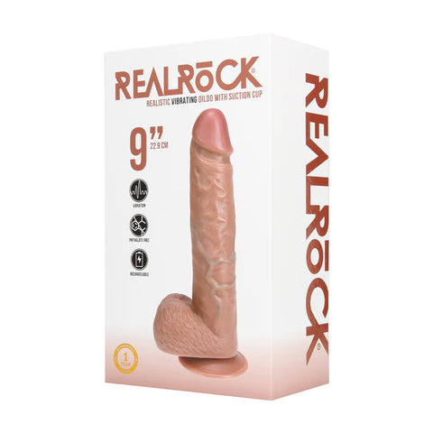 Real Rock Vibrating Regular Straight Dildo with Balls 9 Inch 23 cm Silicone Dildo > Vibrators > Realistic Vibrators