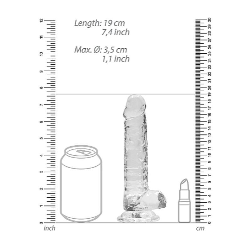 RealRock Crystal Clear 7 Inch Phthalate-Free TPE Realistic Dildo with Balls > Dildos > Realistic Dildos