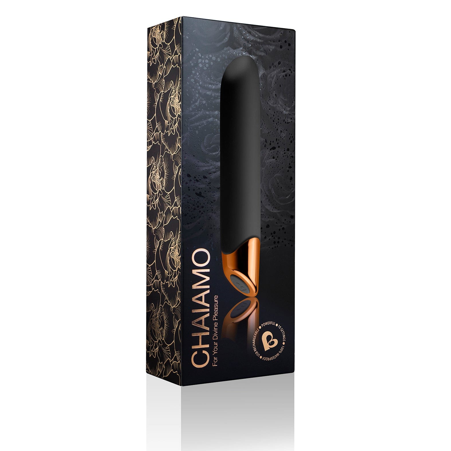 Chaiamo Rechargeable Black Sensual Vibrator with 10 Levels BULLETS