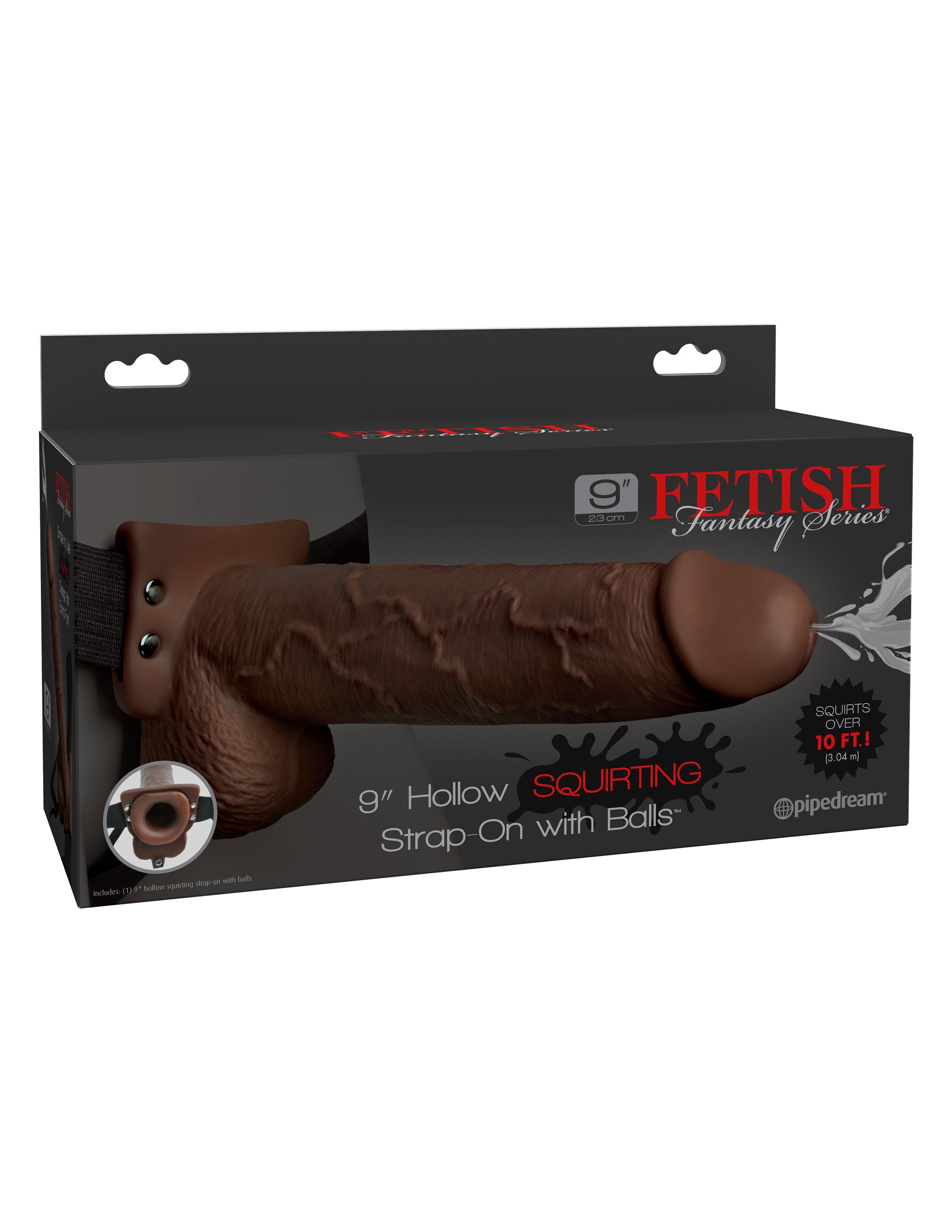 Fetish Fantasy 9-Inch Hollow Squirting Strap-On with Balls – Hollow Strap-On Brown > Dildos > Strap On Dildos
