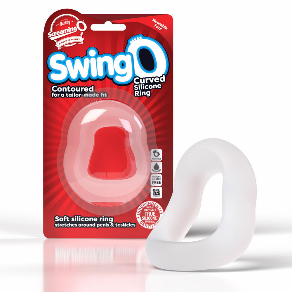 Swingo Curve Reversible True Silicone Stretchable Cock Ring Clear > Cock Ring > Single