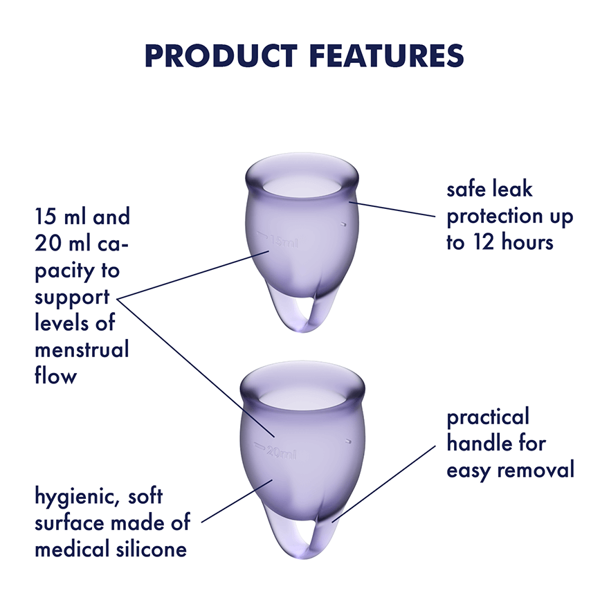 Satisfyer Feel Confident Menstrual Cup Set of Two Medical-Grade Silicone Menstrual Cups > Essentials > Menstrual Products