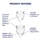 Satisfyer Feel Confident Menstrual Cup Kit – Medical Grade Silicone Two Sizes > Essentials > Menstrual Products