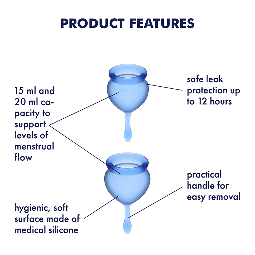 Satisfyer Feel Good Menstrual Cup Set – Silicone, 15ml and 20ml Capacity Menstrual Cups > Essentials > Menstrual Products
