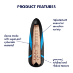Satisfyer Men Sleeve Tri Delights – Soft Cyberskin Replaceable Masturbator Sleeve > Sex Toys For Men > Masturbators > Vibrating