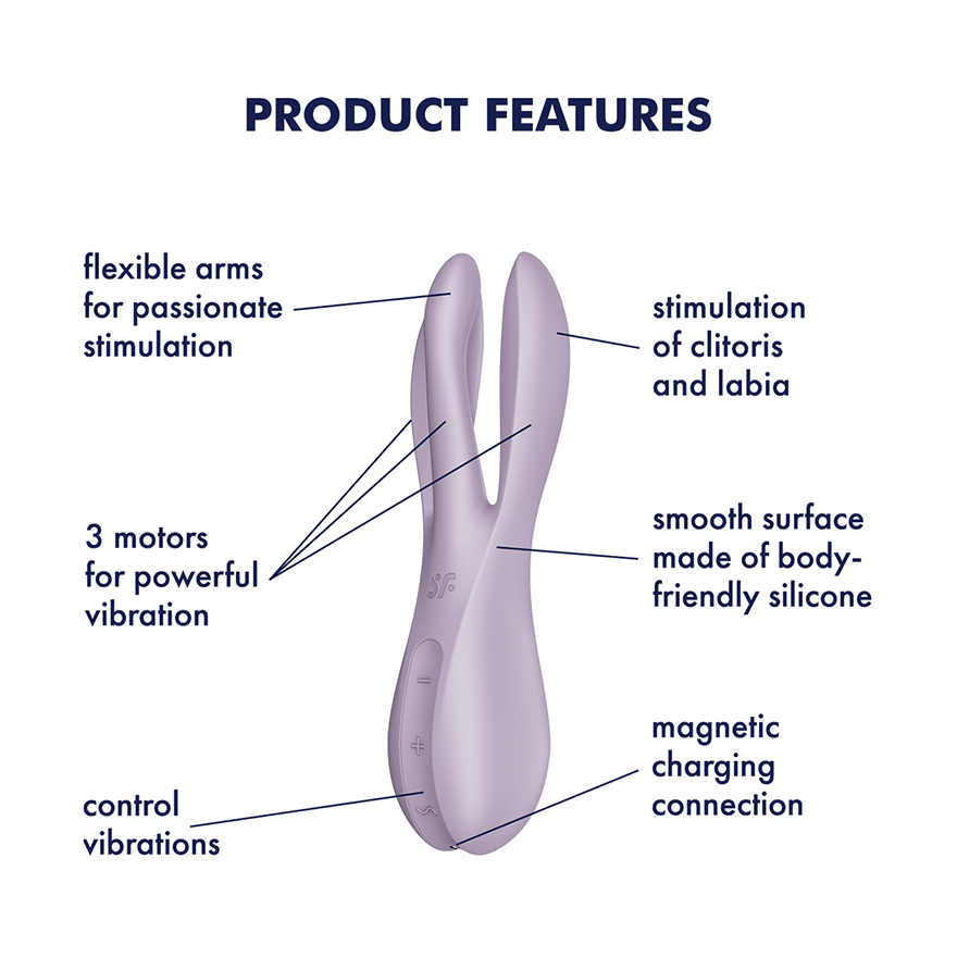 Satisfyer Threesome 2 Lay-On Vibrator with Flexible Arms for Clitoral and Labia Stimulation > Sex Toys For Ladies > Clitoral Vibrators and Stimulators