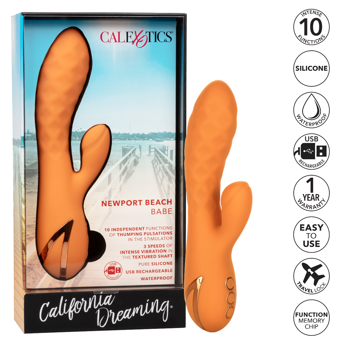Newport Beach Babe Rechargeable Textured Sleek Vibrator > Vibrators > Ladies > Rabbit