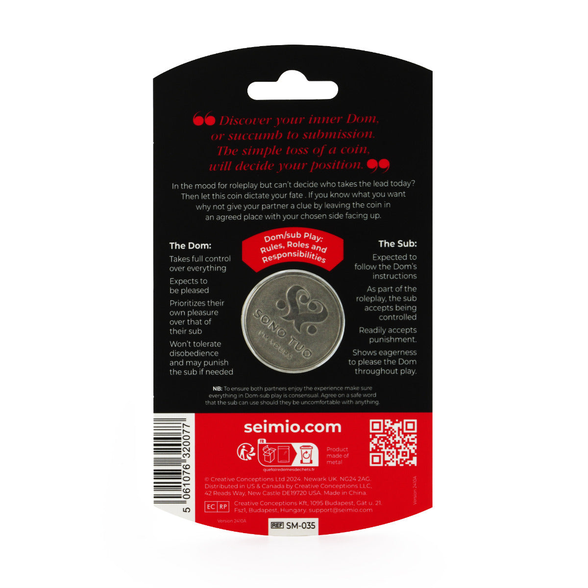 Sei Mio Sono Tuo Stainless Steel Coin – Dual-Sided Decision Coin > Novelties > Games