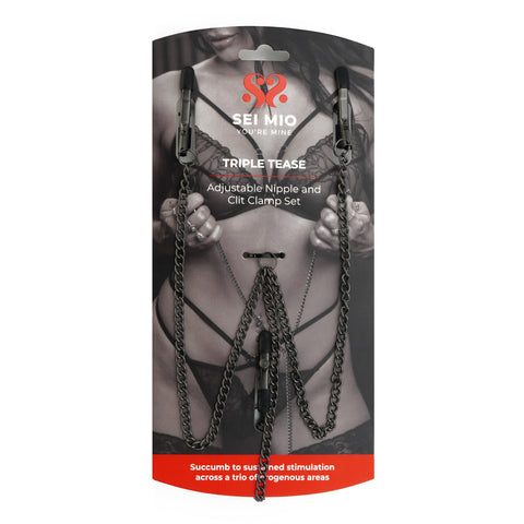 Sei Mio Triple Tease – Adjustable Silicone-Tipped Nipple and Clit Clamp Set > Sex Toys > Nipple Clamps