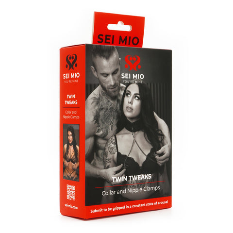 Sei Mio Twin Tweaks Velvet Collar with Silicone-Tipped Nipple Clamps Set > Sex Toys > Nipple Clamps