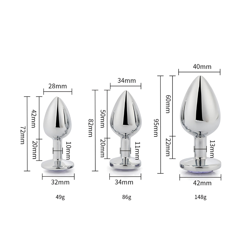 Toosh Metal Butt Plug Set (Silver) – Small, Medium, Large Jewelled Base Butt Plug Set > Anal Range > Jewel Butt Plugs