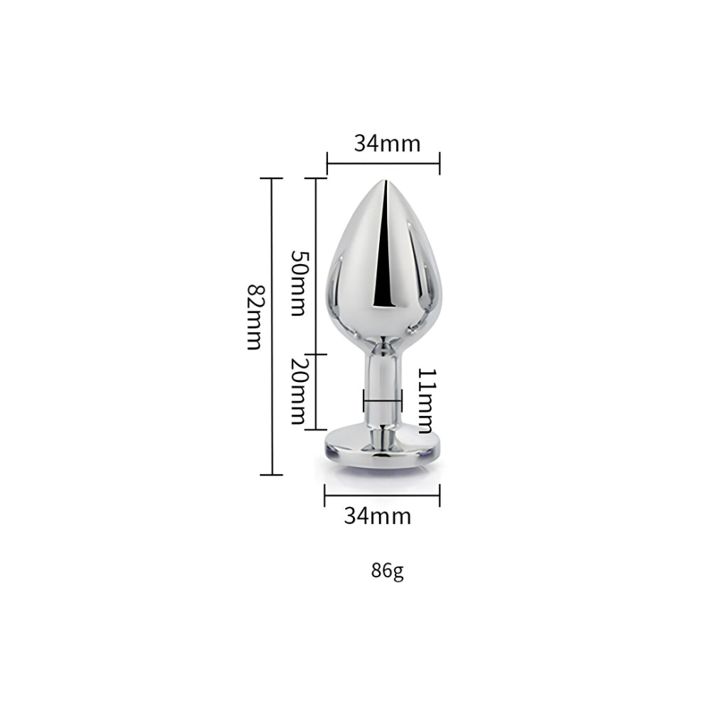 Toosh Silver 3.2 Inch Medium Metal Butt Plug (Red Stone) – Smooth Temperature Play Butt Plug > Anal Range > Jewel Butt Plugs