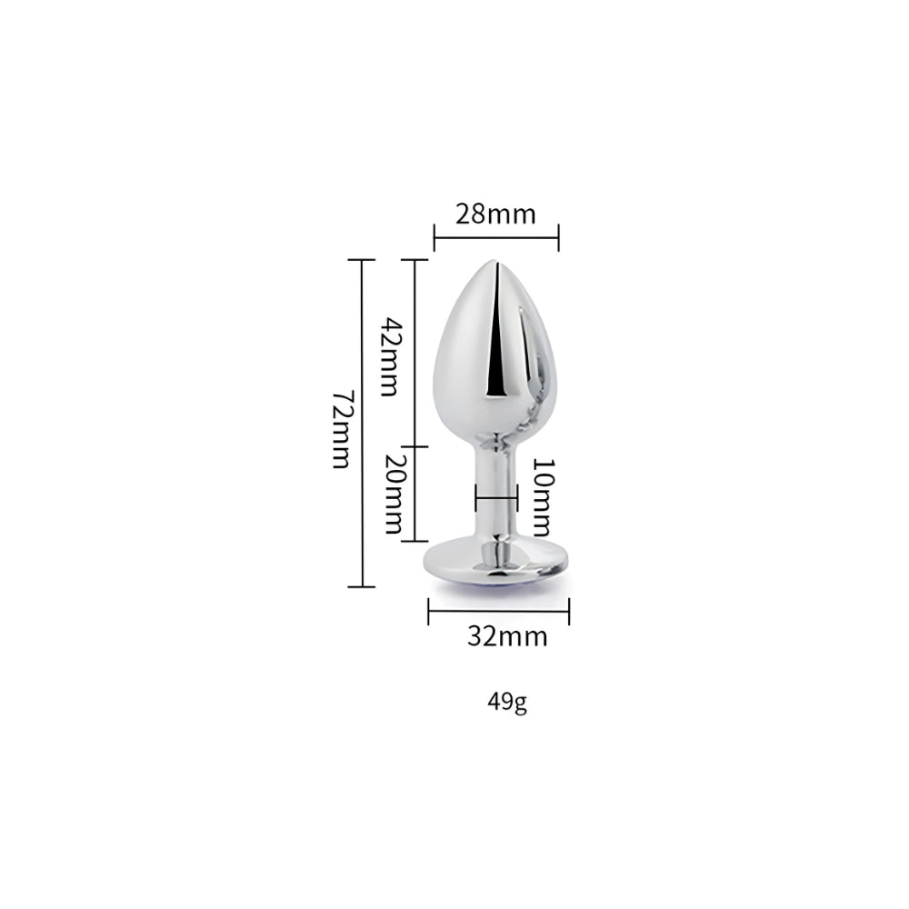 Toosh Silver 2.8 Inch Small Metal Butt Plug (Red Stone) – Jewel-Embellished Butt Plug > Anal Range > Jewel Butt Plugs