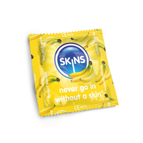 Skins Banana Flavour Condoms – Natural Latex, Thin, Clear, 500 Count Condom Foils Default Title > Essentials > Condoms