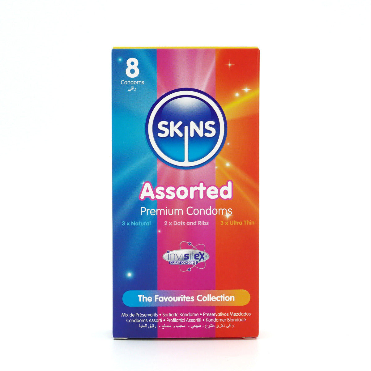 Skins Assorted 8-Pack Natural Dots Ribs Ultra Thin Condoms Multipack > Essentials > Condoms