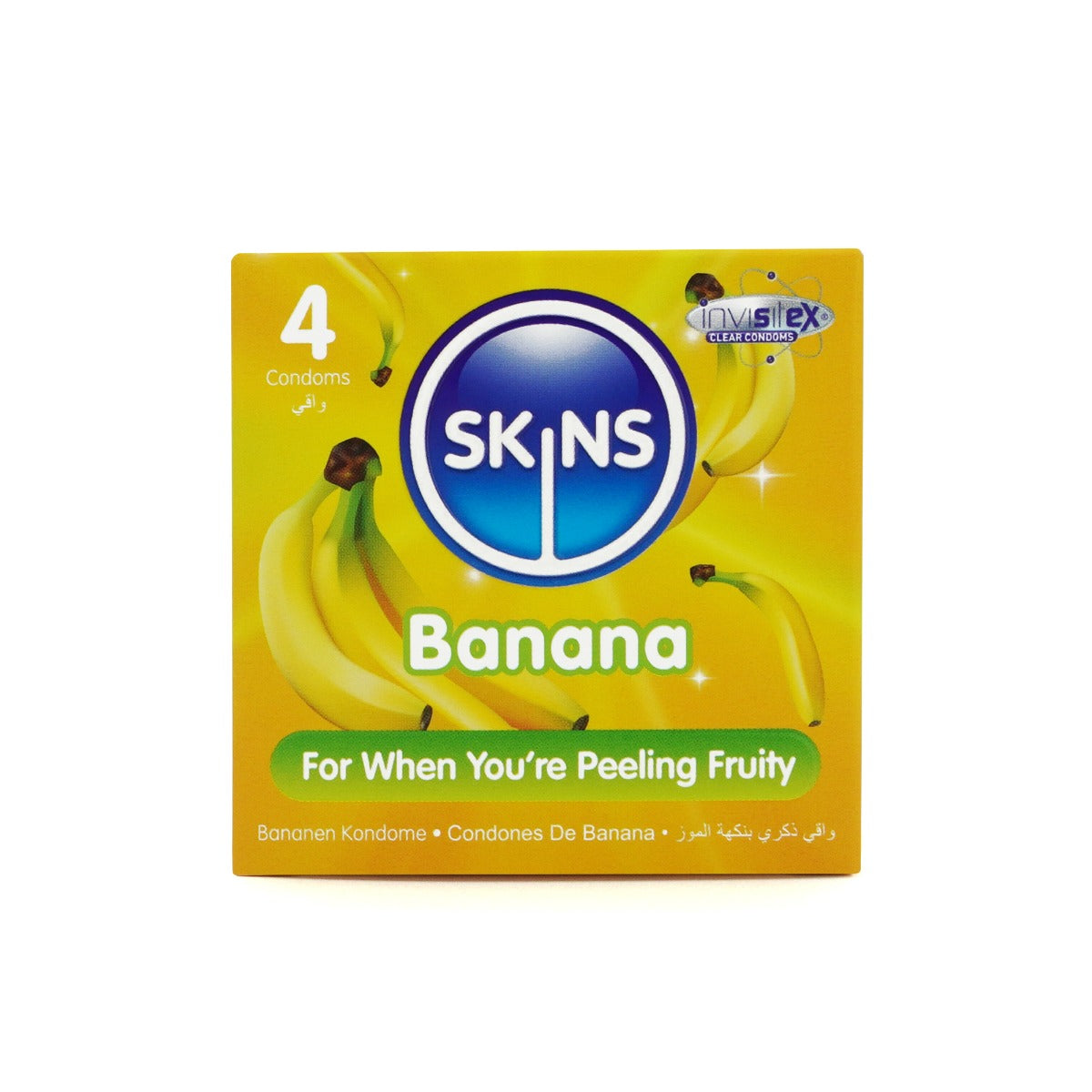 Skins Banana Flavored Condoms 4 Pack – Ultra-Clear Thin Latex-Free Condoms > Essentials > Condoms > Non-Latex