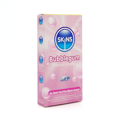 Skins Bubblegum Flavoured Condoms – 8 Pack Condom Pack > Essentials > Condoms