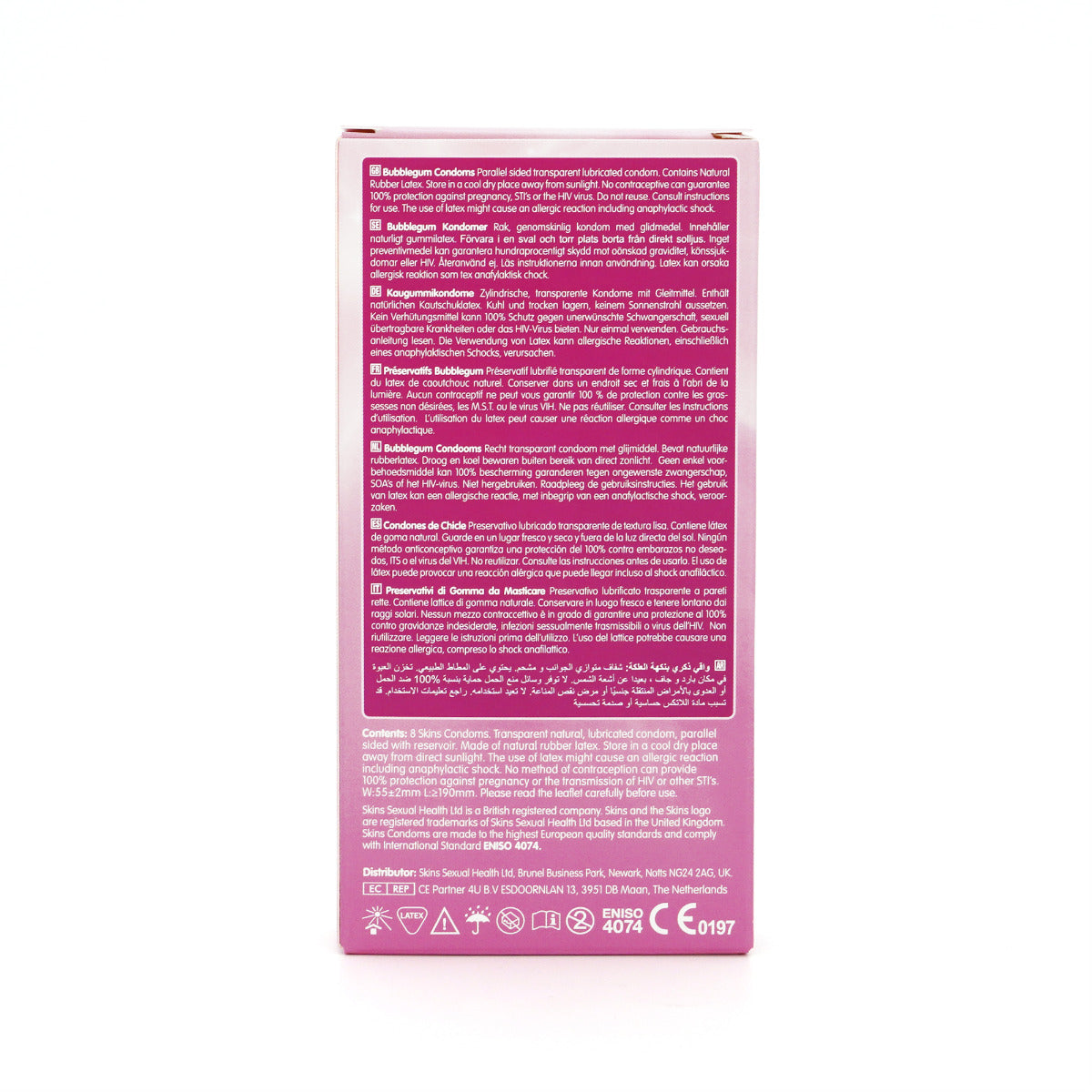 Skins Bubblegum Flavoured Condoms – 8 Pack Condom Pack > Essentials > Condoms