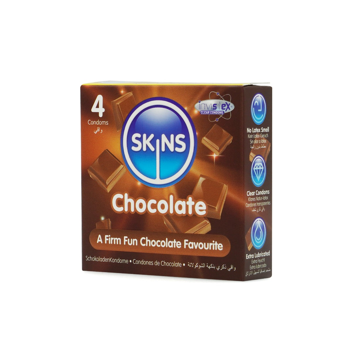 Skins Chocolate Scented Lubricated Condoms 4 Pack – Latex Condoms > Essentials > Condoms
