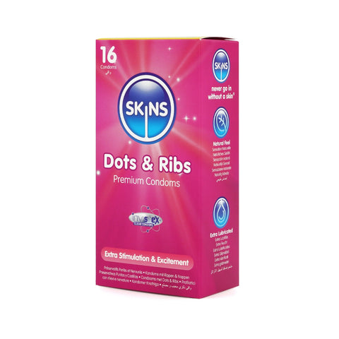 Skins Dots and Ribs Condoms 16 Pack – Textured Latex Condoms > Essentials > Condoms