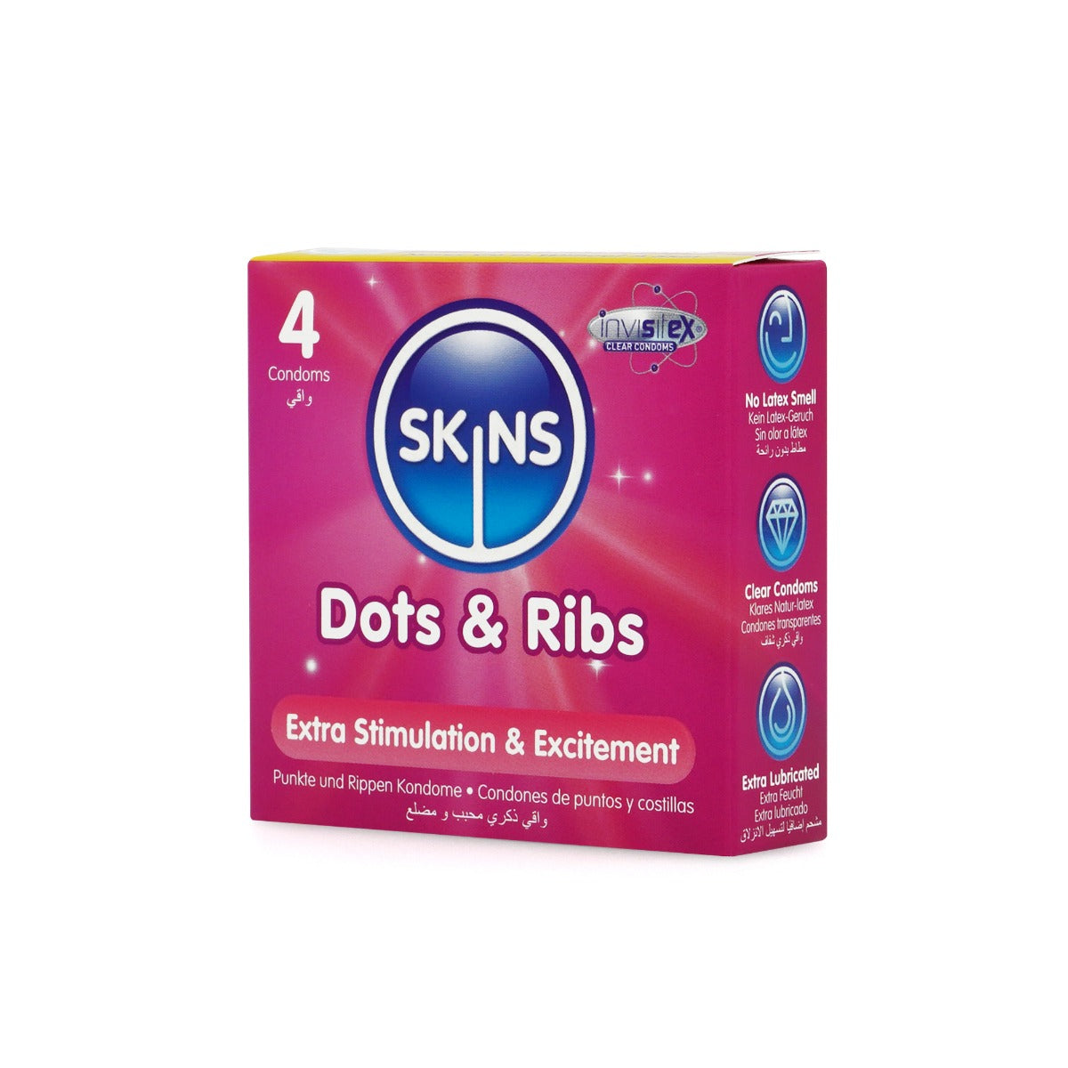 Skins Dots and Ribs Condoms 4 Pack – Dual-Texture Design 192mm Diameter Condoms > Essentials > Condoms