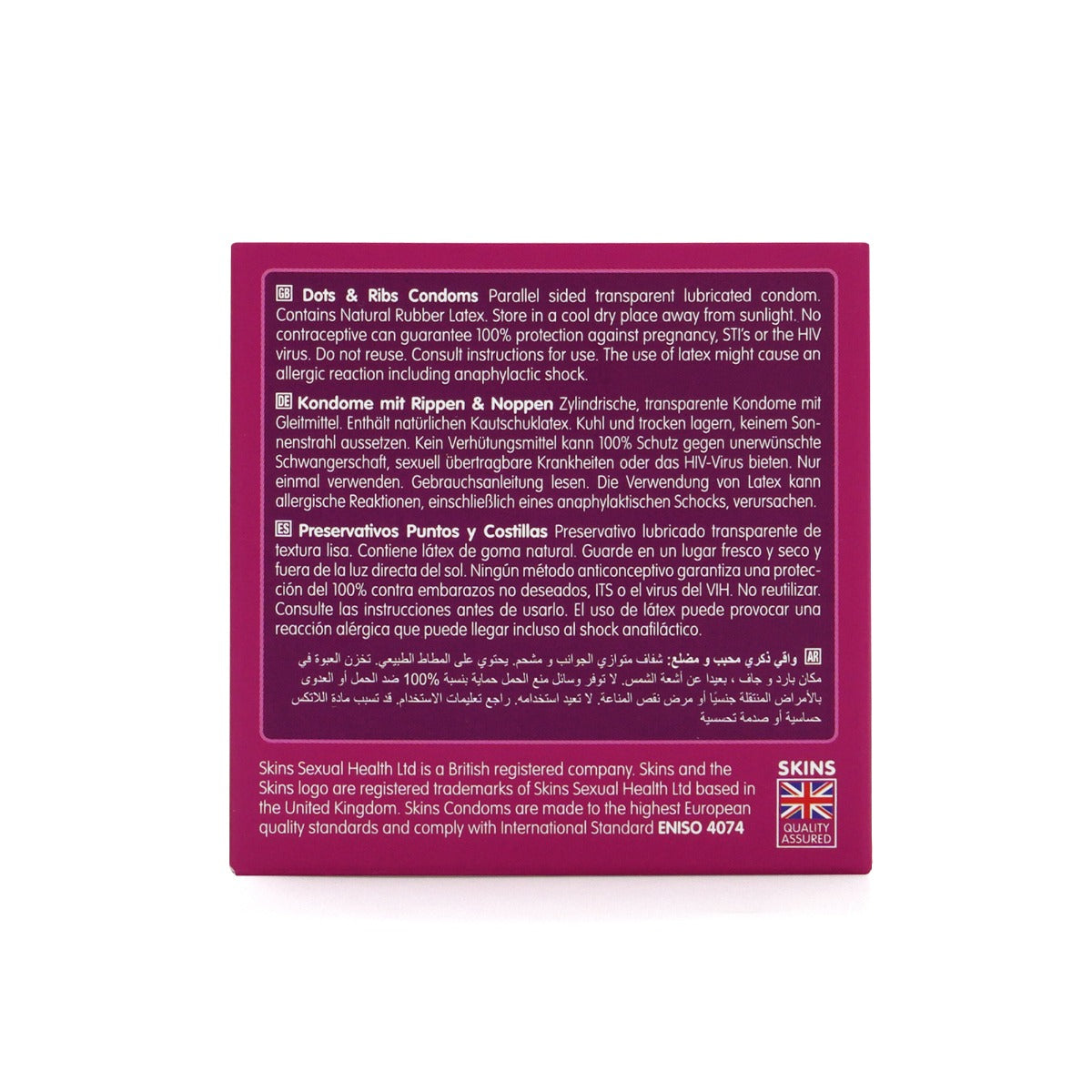 Skins Dots and Ribs Condoms 4 Pack – Dual-Texture Design 192mm Diameter Condoms > Essentials > Condoms