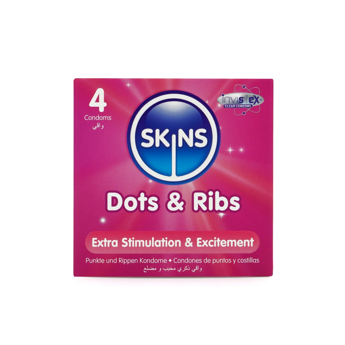 Skins Dots and Ribs Condoms 4 Pack – Dual-Texture Design 192mm Diameter Condoms > Essentials > Condoms