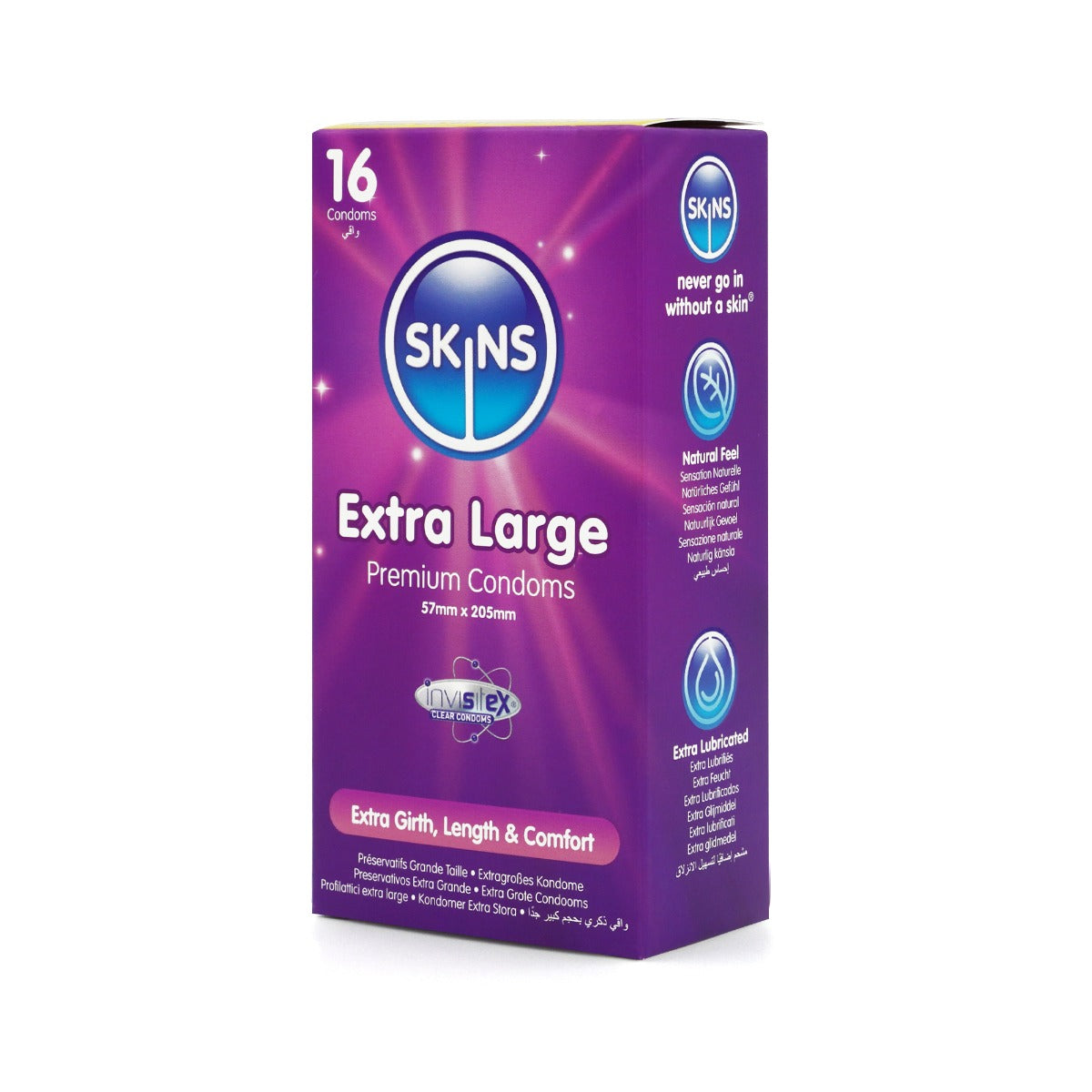 Skins Extra Large Condoms 16 Pack – User-Friendly Storage Box Condoms > Essentials > Condoms
