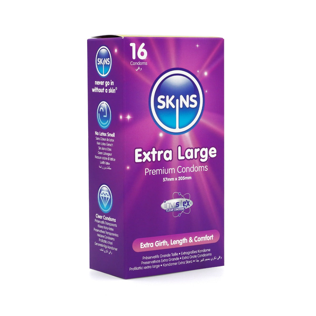 Skins Extra Large Condoms 16 Pack – User-Friendly Storage Box Condoms > Essentials > Condoms
