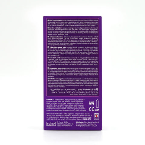 Skins Extra Large Condoms 16 Pack – User-Friendly Storage Box Condoms > Essentials > Condoms