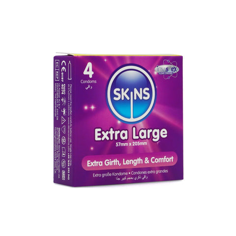 Skins Extra Large Condoms 4 Pack – 205mm Length 57mm Diameter Condoms > Essentials > Condoms