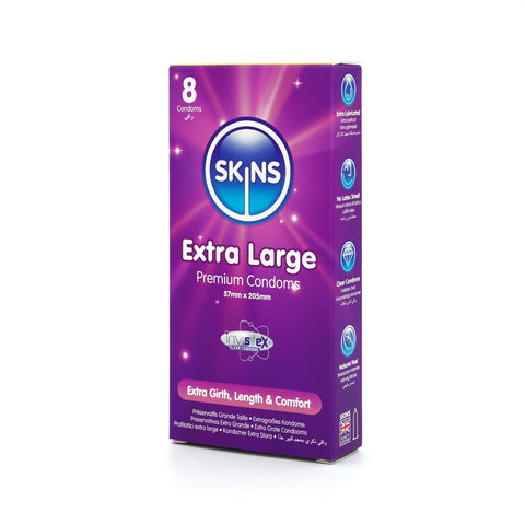 Skins Extra Large Condoms 8 Pack – Extra Large Size Condoms > Essentials > Condoms