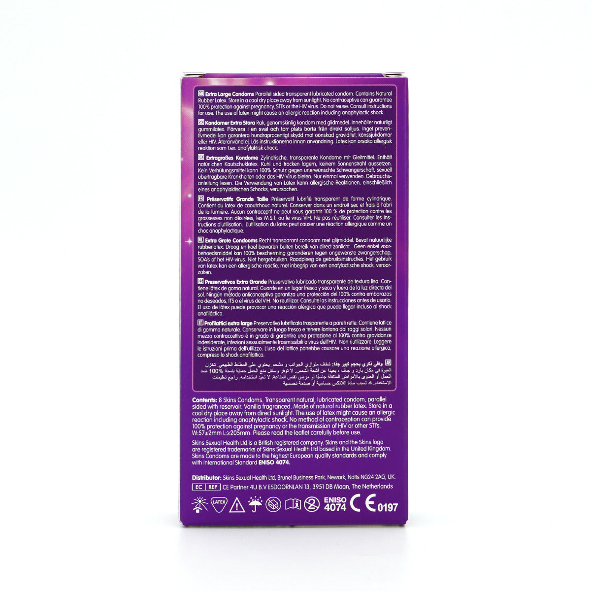 Skins Extra Large Condoms 8 Pack – Extra Large Size Condoms > Essentials > Condoms