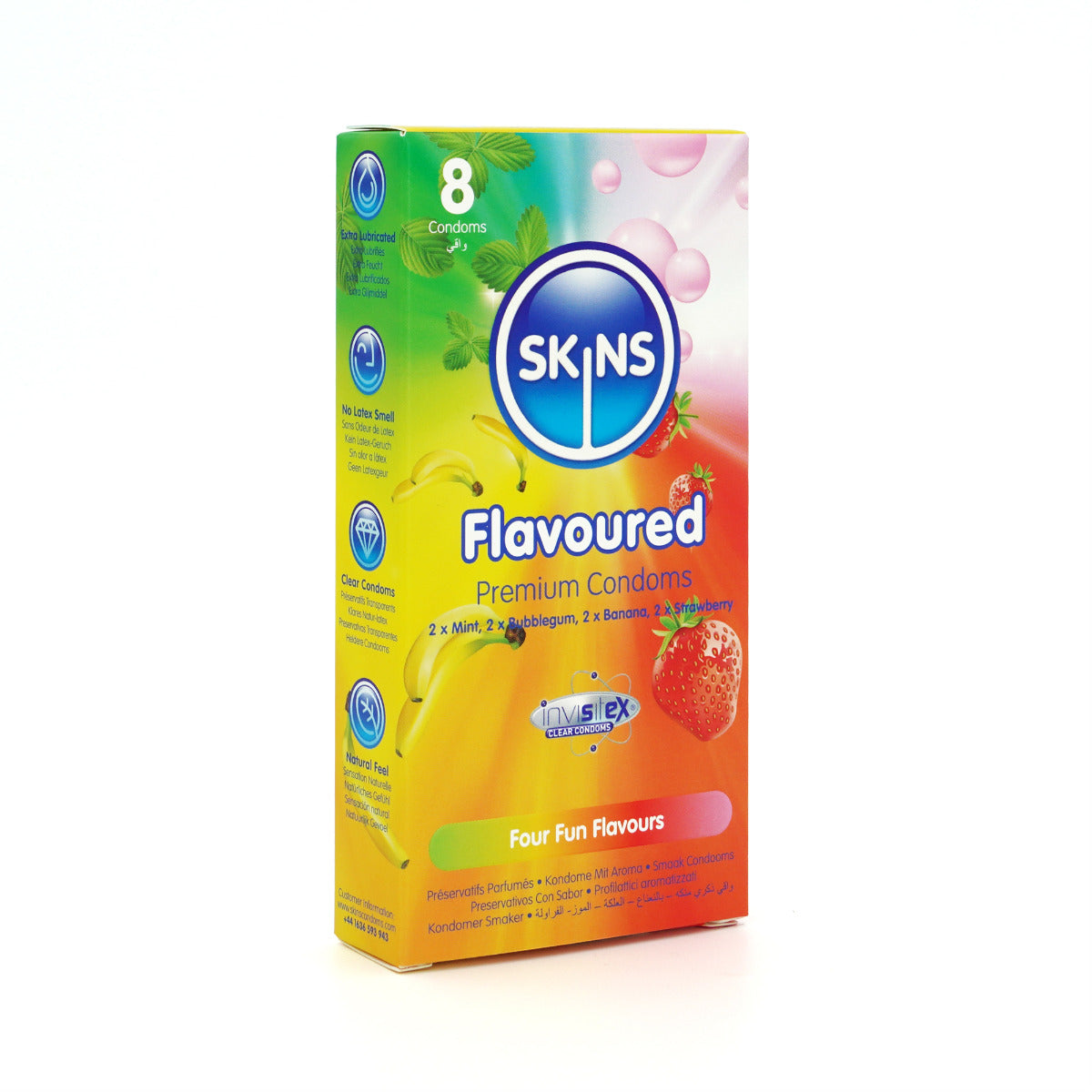 Skins Flavoured Condoms 8 Pack – Multipack with Banana, Bubblegum, Mint, and Strawberry Flavours Default Title > Essentials > Condoms
