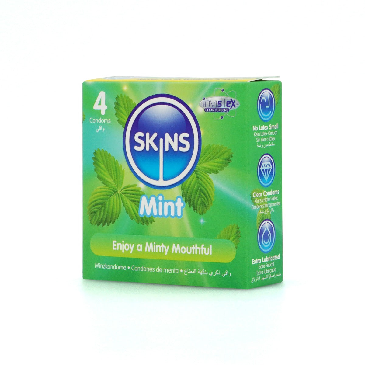 Skins Mint Condoms – Ultra-Clear Thin Natural Feel Extra Lubricated 4 Pack > Essentials > Condoms