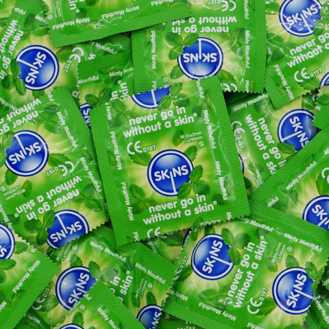 Skins Mint Flavour Condoms – Natural Latex, Thin, Transparent, 500-Pack Condom > Essentials > Condoms