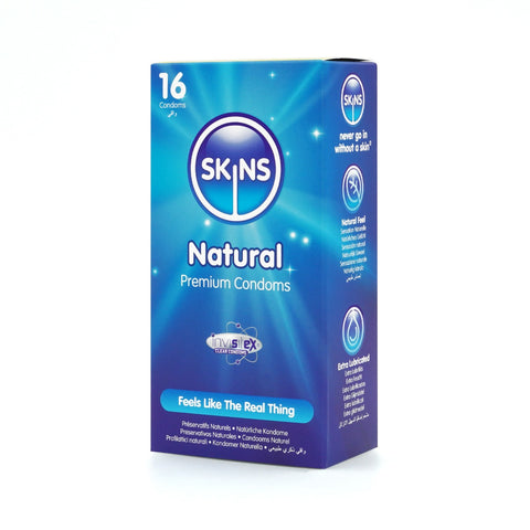 Skins Condoms Natural – 16-Pack Condom Value Pack in Easy-Access Storage Box > Essentials > Condoms