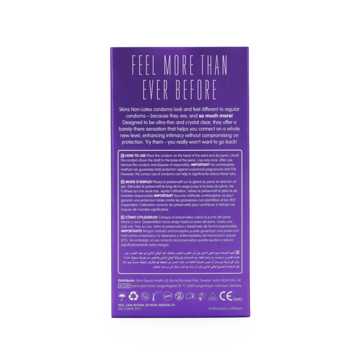 Skins Non-Latex XL Condoms Ultra-Thin Comfortable Fit 8 Pack Condom > Essentials > Condoms > Non-Latex