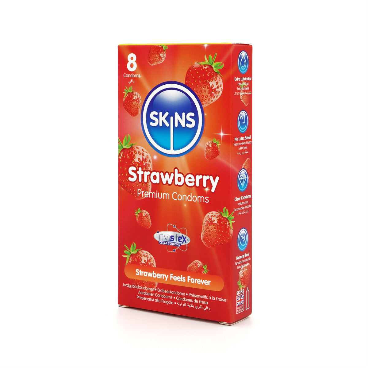 Skins Strawberry Flavoured Condoms – Natural Latex 8-Pack Condom Pack > Essentials > Condoms