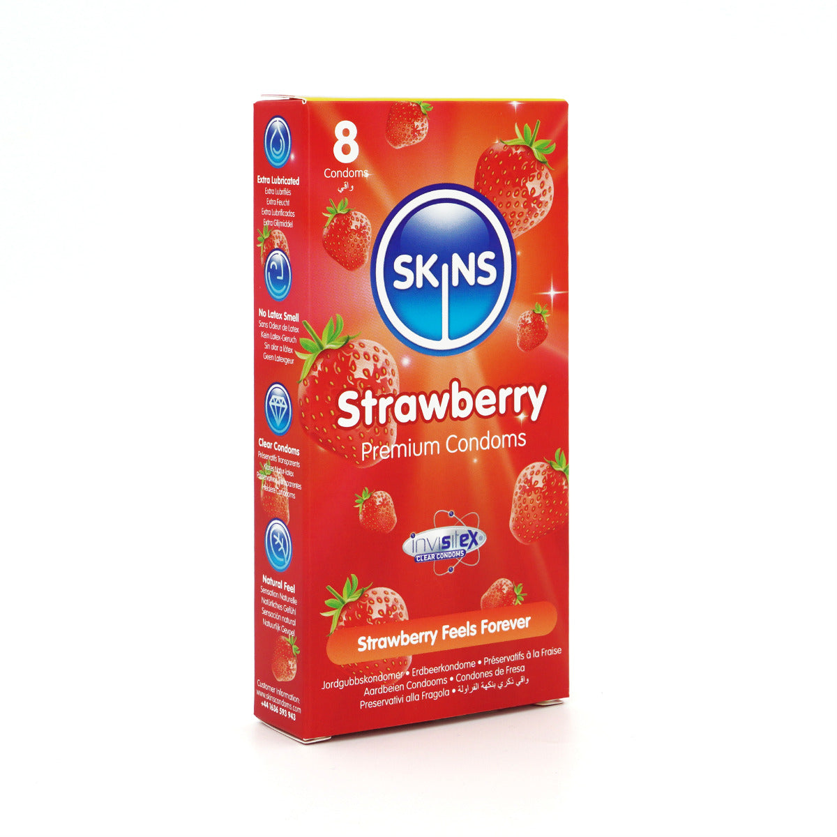 Skins Strawberry Flavoured Condoms – Natural Latex 8-Pack Condom Pack Default Title > Essentials > Condoms