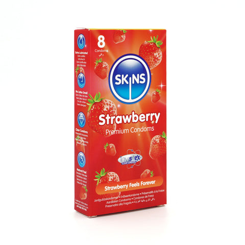 Skins Strawberry Flavoured Condoms – Natural Latex 8-Pack Condom Pack > Essentials > Condoms