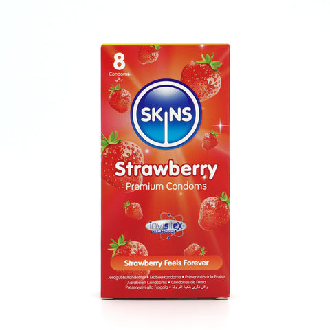 Skins Strawberry Flavoured Condoms – Natural Latex 8-Pack Condom Pack > Essentials > Condoms
