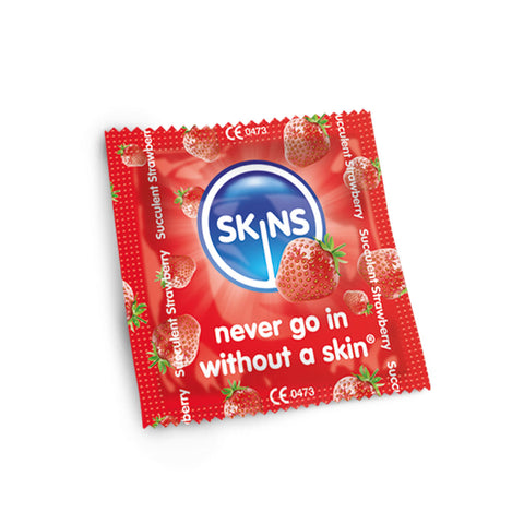 Skins Strawberry Flavour Ultra-Thin Extra Lubricated Condoms – Natural Feel Condom > Essentials > Condoms